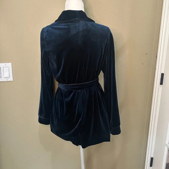 NWOT GREYLIN Teal Emerald Velour Tie Front Blazer - size small - Picture 5 of 8